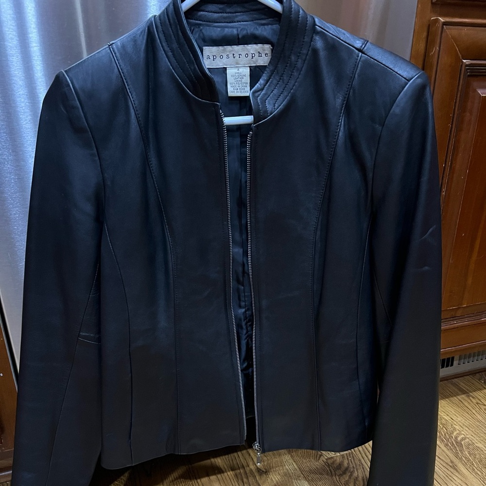 Vintage Apostrophe - Women’s Black 100% Soft Genuine Leather Jacket Size 4